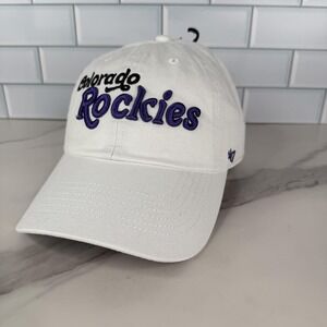 Colorado Rockies Hat Cap Strap Back Womens‎ White Purple 47 Clean Up Script